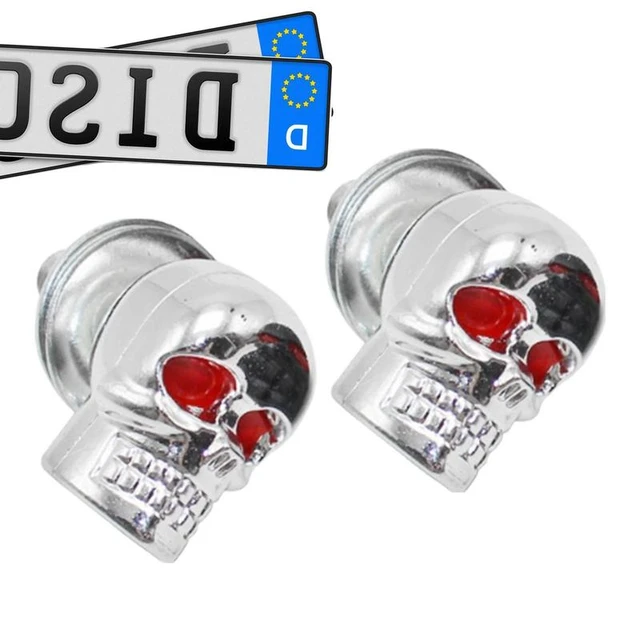 Skull License Plate Screws Bike Number Plate Frame 3D Skull Red