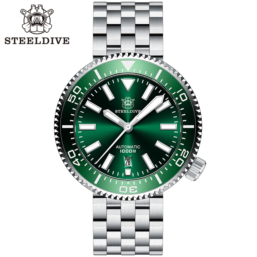 STEELDIVE SD1976 1000m Diver Watch NH35 Automatic Mechanical Ceramic Bezel BGW9 Luminous Steel Band Green Blue Black Dial wi fi маршрутизатор 2033mbps 1000m 4p dual band ac23 tenda