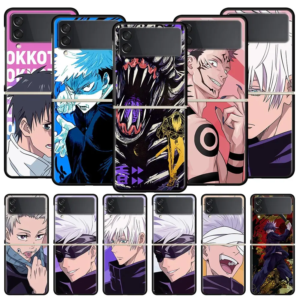 

Jujutsu Kaisen Luxury Phone Case For Samsung Galaxy Z Flip 4 5G Fold Black Hard PC Shell For Samsung Z Flip 3 Cover Couqe Funda