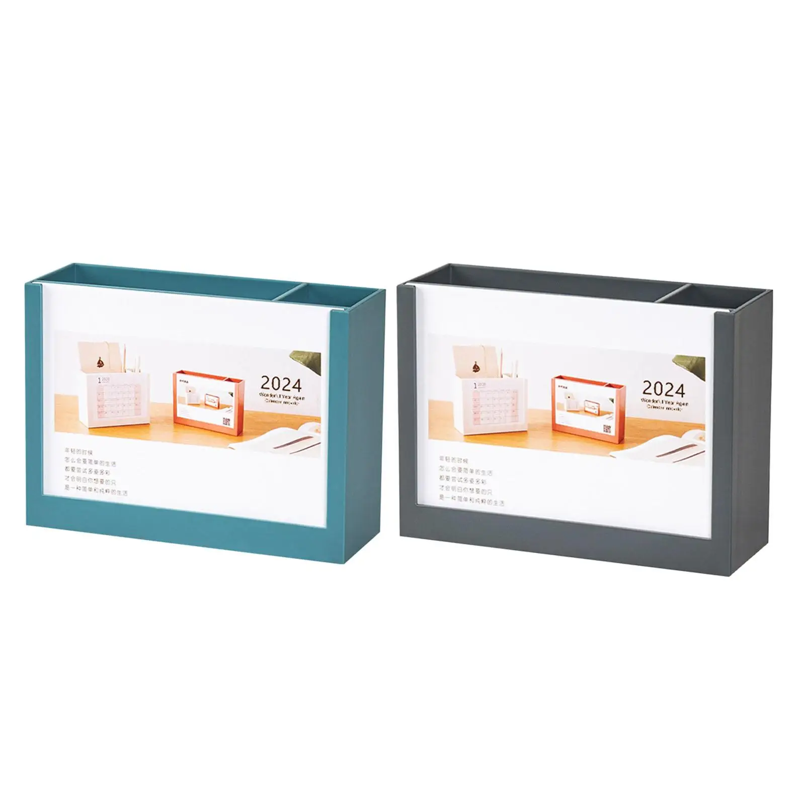 

2024 Pen Holder Desk Calendar Storage Box Table Decoration Multifunctional Standing for Classroom Gift Office School Home