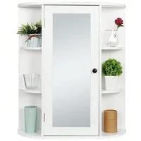 Modern Bathroom Cabinet Storage Organizer Single Door Wall Mount with Mirror
