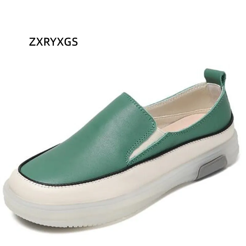

ZXRYXGS Fresh and Sweet Women Sneakers Shoes Flat Shoes 2022 Premium Cowhide Women Leather Shoes Fashion Casial Loafers Shoes