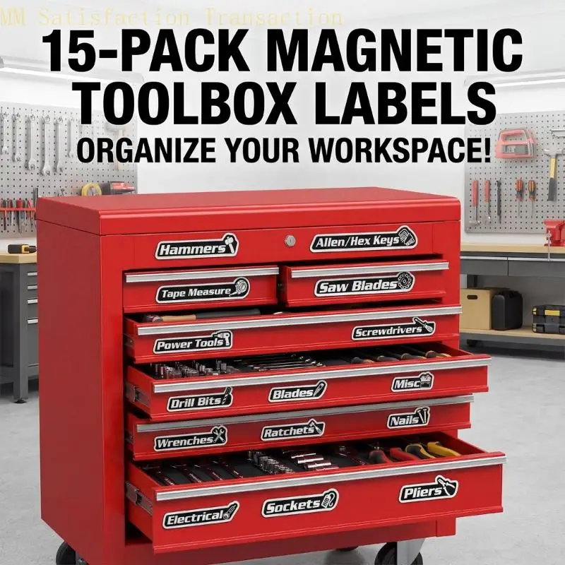 다양한 도구 식별 용도를 위해 여러 금속 표면에 적합한 15개의 자기 배지 정리함이 포함된 AXYB 팩