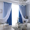 2 Panels Stars Curtains Blackout Curtains for Bedroom Decorative Curtains Solid Color High Shading Double Layer Curtains 40x84in 1