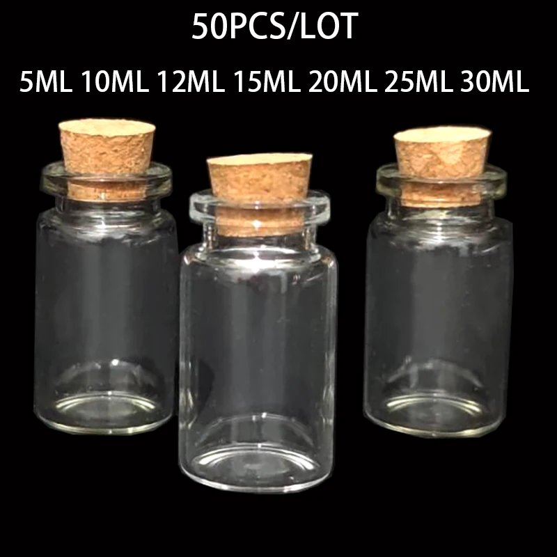 

50 pcs/lot Diameter 22mm Glass Bottle Glass Jars Test Tube Stopper Container Small DIY Crafts Tiny Bottle with Cork Stopper