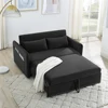 MH Sleeper Sofa Bed w/USB Port, 3-in-1 Adjustable Pull-Out Bed, 2 Lumbar Pillows, Side Pocket - Soft Velvet Convertible Sleeper 1