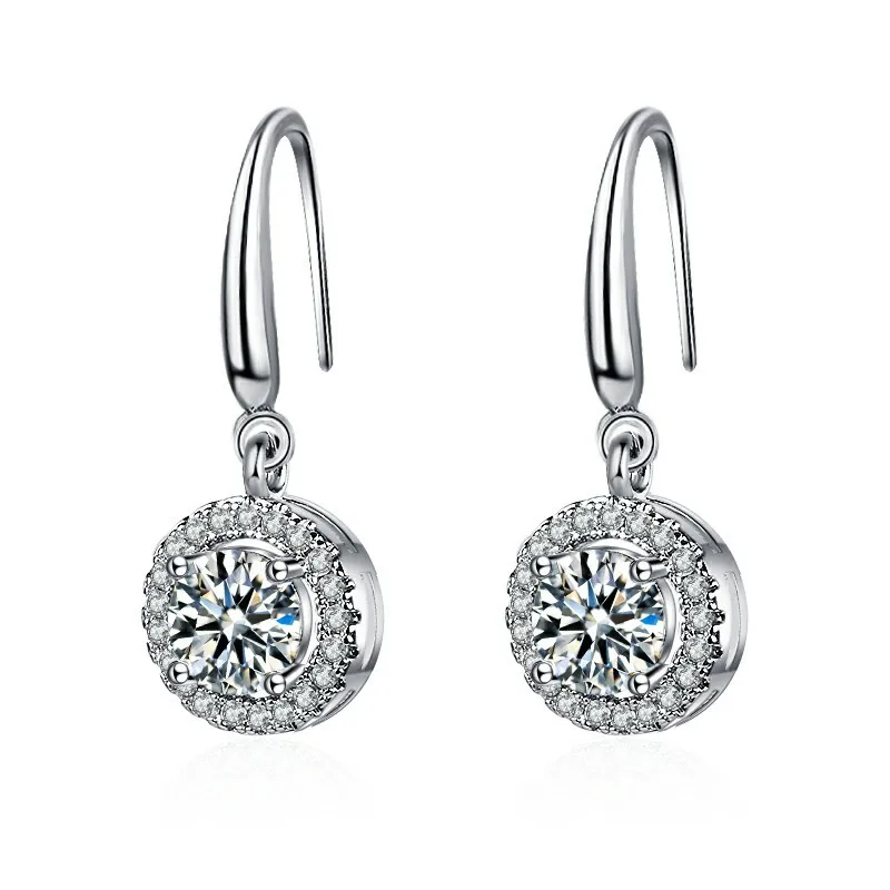 925 Sterling Silver Moissanite Earrings - Certificate