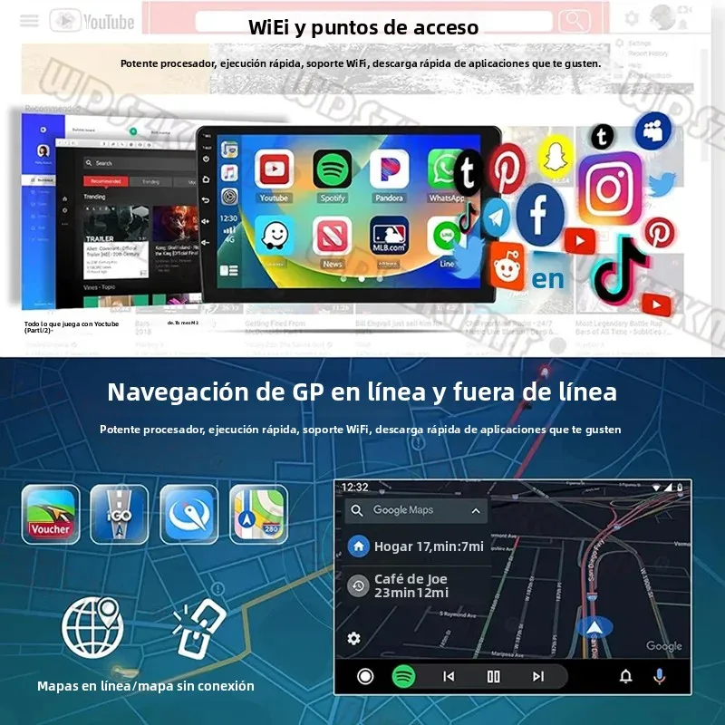 7 9 10 "2 Din Audio del coche Android 13 Android auto inalámbrico Carplay 64G reproductor Multimedia automotriz BT GPS sistemas inteligentes del coche 4