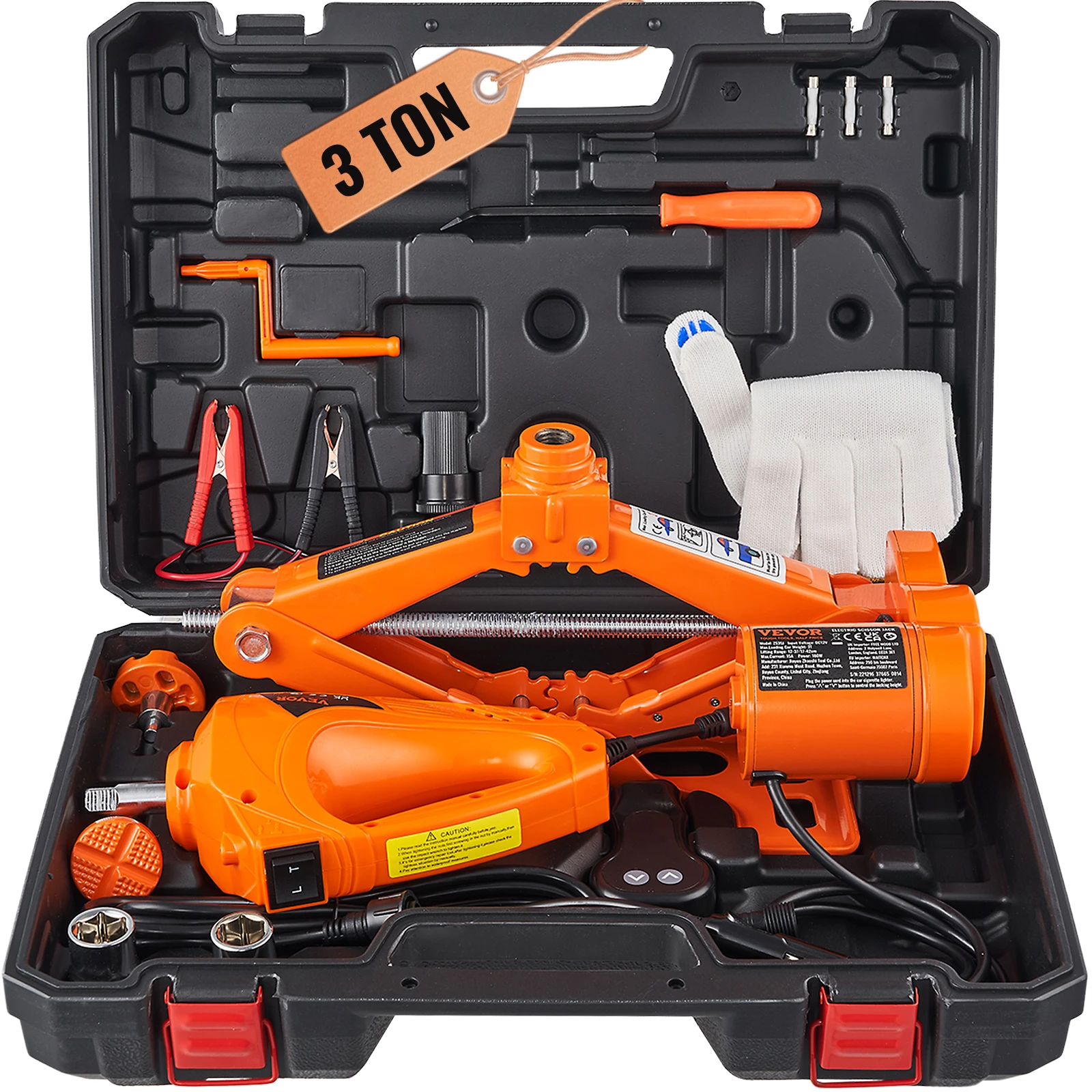 Electric Car Jack VEVOR Electric Car Jack 3 Tons/6600 lbs 12V Electric Scissor Jack Portable Car for SUV Truck Sedan Tire Change Replacement