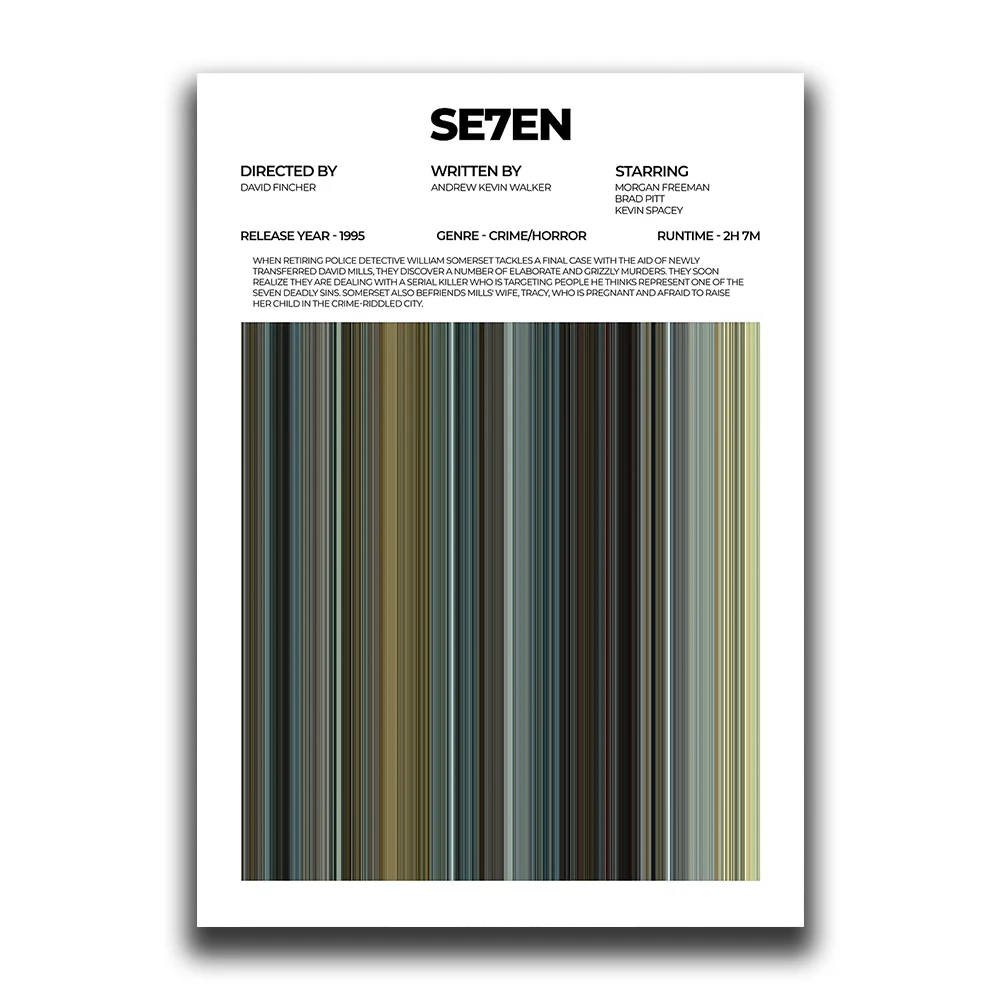 Vintage Black Cinema Art: Se7en Film Canvas Wall Mural
