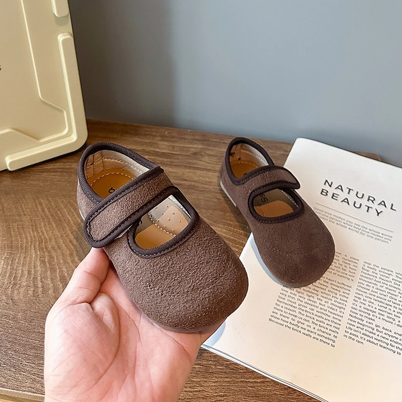 Suede Leather Ballet Flats for Girls Soft Sole Autumn