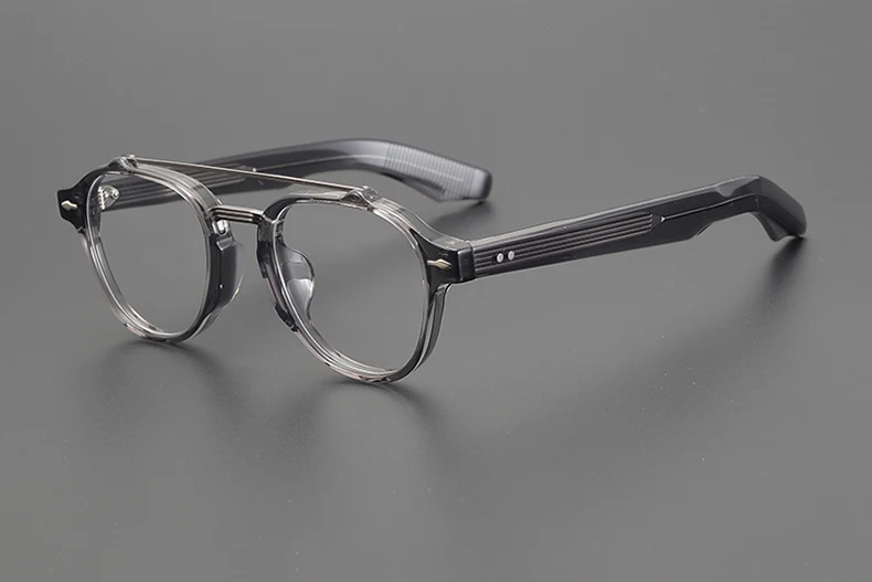 Handgemachte Acetat Doppelstrahl Oval Brillengestell Herrenmode Pilot 145mm Große Größe Brillen Vintage Designer Brillen Blaues Licht – Detail 9