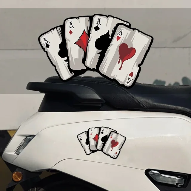 Poker A of Spades pattern motorcycle sticker Motocross Fuel Tank Cafe Racing car body window funny decorative poker sticker