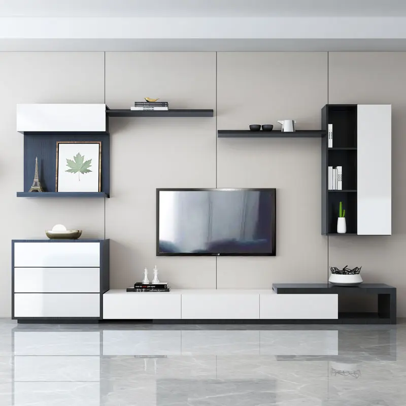 

Modern Minimalist Living Room Background Wall Furniture Paint Nordic TV Stand Sets