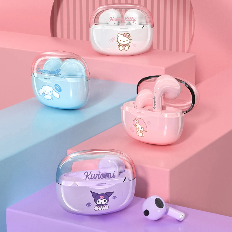 

Hello Kitty Bluetooth Headphones Sanrio Cartoon Cinnamoroll Melody True Wireless Headset Kuromi Touch Control Game Earphone Gift