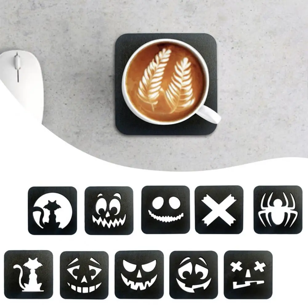 

Halloween Coaster Spooky Halloween Wooden Coaster Set Ghost Spider Cat Design Heat-resistant Non-slip Drink Cup for Kitchen