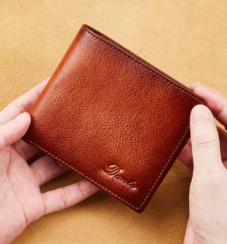 Dante 2023 Men's Leather Wallets RFID Anti-theft Brush Short Clips 100% Head Layer Cowhide Retro Casual Vertical Purse Money Bag