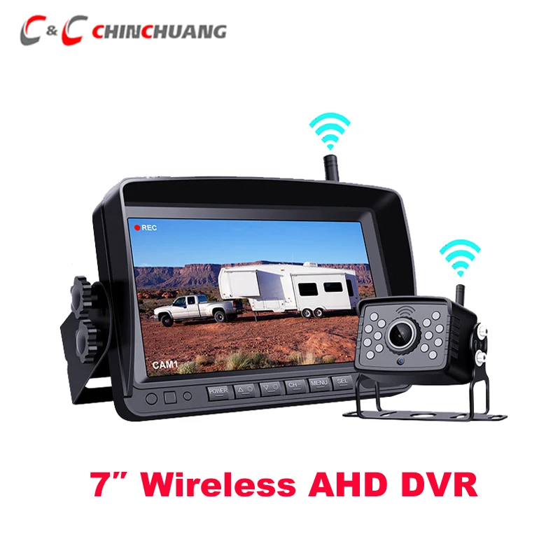 

Wireless 7“ Car IPS Screen Monitor DVR Recorder with AHD Truck Bus Vehicle Reverse Rear View Backup Camera IR Night Vision