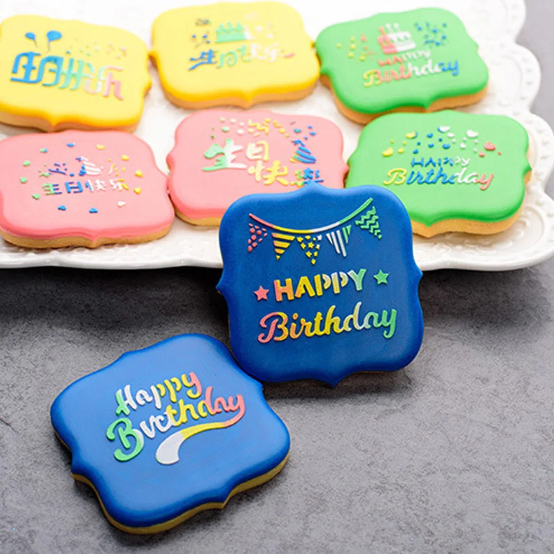 FondantCookieSprayStencilHappyBirthdayCookieEmbosserTemplate