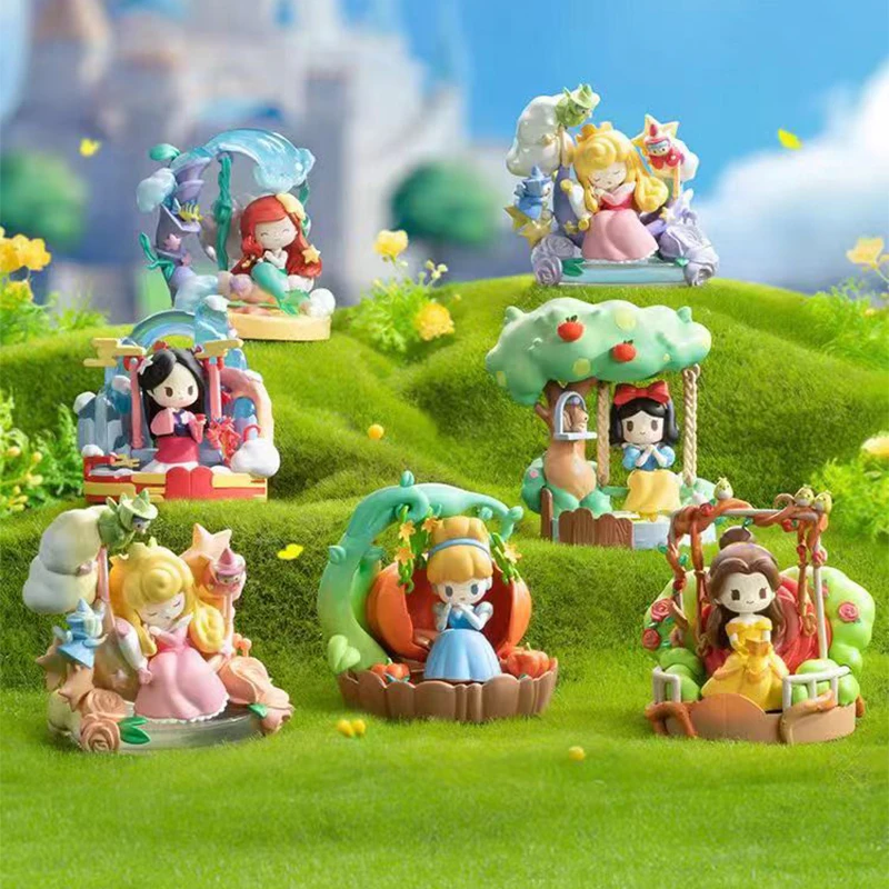 

Disney Princessseries Figure Kawaii Flower Wave Swing Action Figurines Snow White Belle Ariel Little Mermaid Mulan Model Kid Toy
