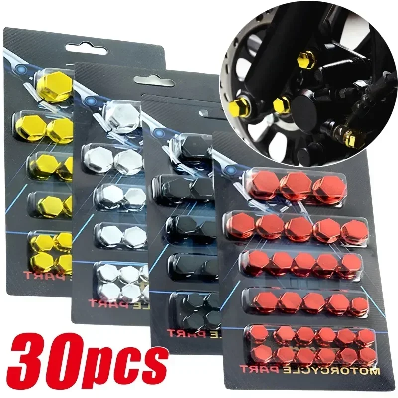 30Pcs Motorcycle Screw Decoration Cover Plating Cap Colored Nut Cover Motorcycle Accessories For Car Motor Scooters Electric