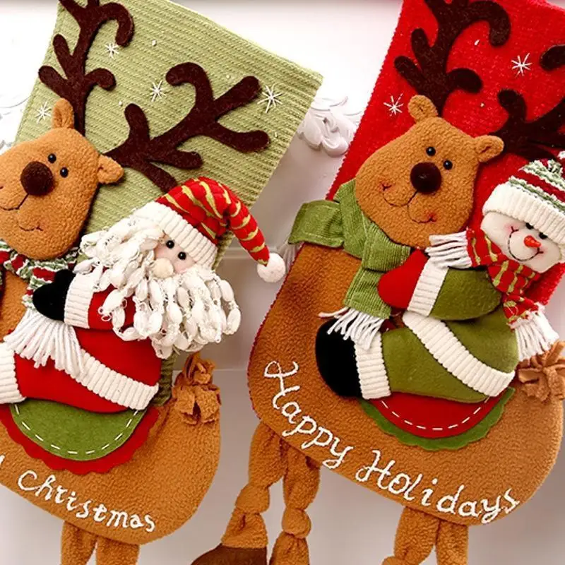 Christmas Santa Claus Snowman Reindeer Decorative Socks Christmas Tree Decor Children's Christmas Gift Socks Holiday Party Decor