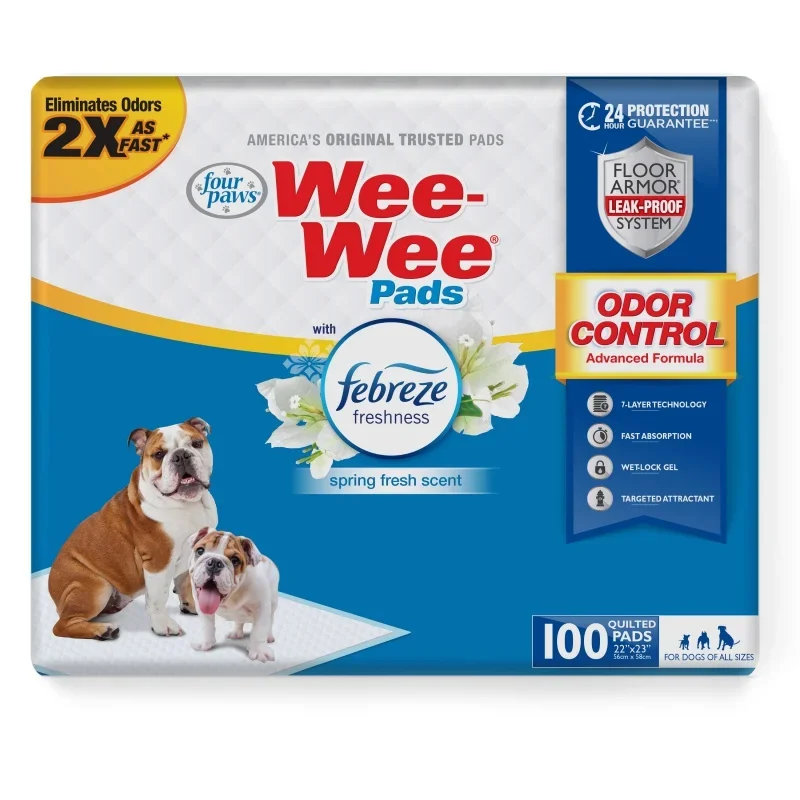 

Four Paws Wee-Wee Febreze Freshness Odor Control Potty Training Dog & Puppy Pads, 100ct