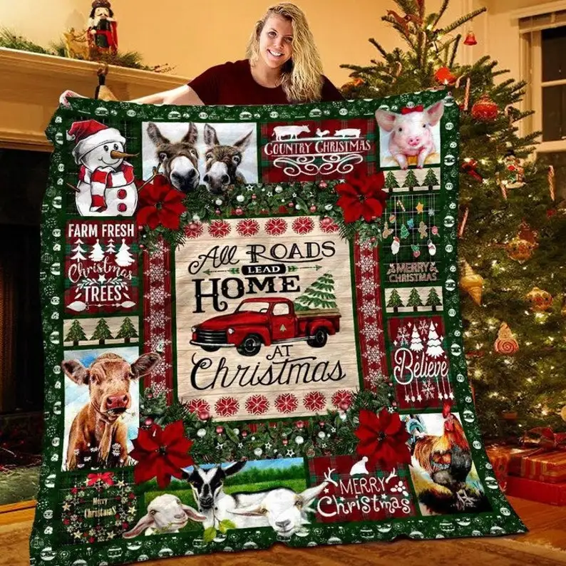 Christmas Flannel Throw Blanket Merry Christmas Soft Gift Blanket Home Decoration Sofa Blanket Bedding Living Room Lightweight