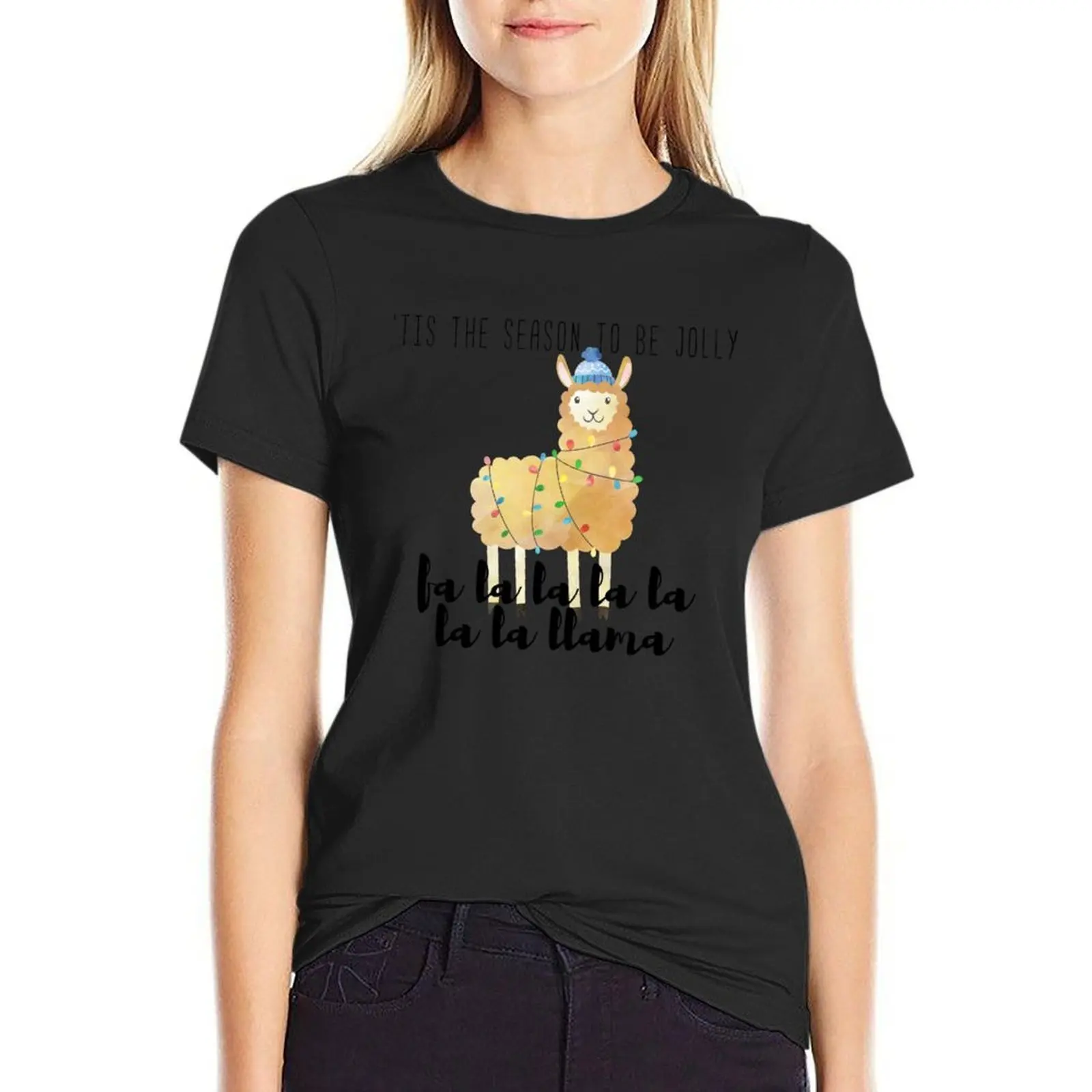 ‘Tis The Season To Be Jolly Llama Funny Design T-Shirt vintage anime clothes vintage clothes rock and roll t shirts for Women