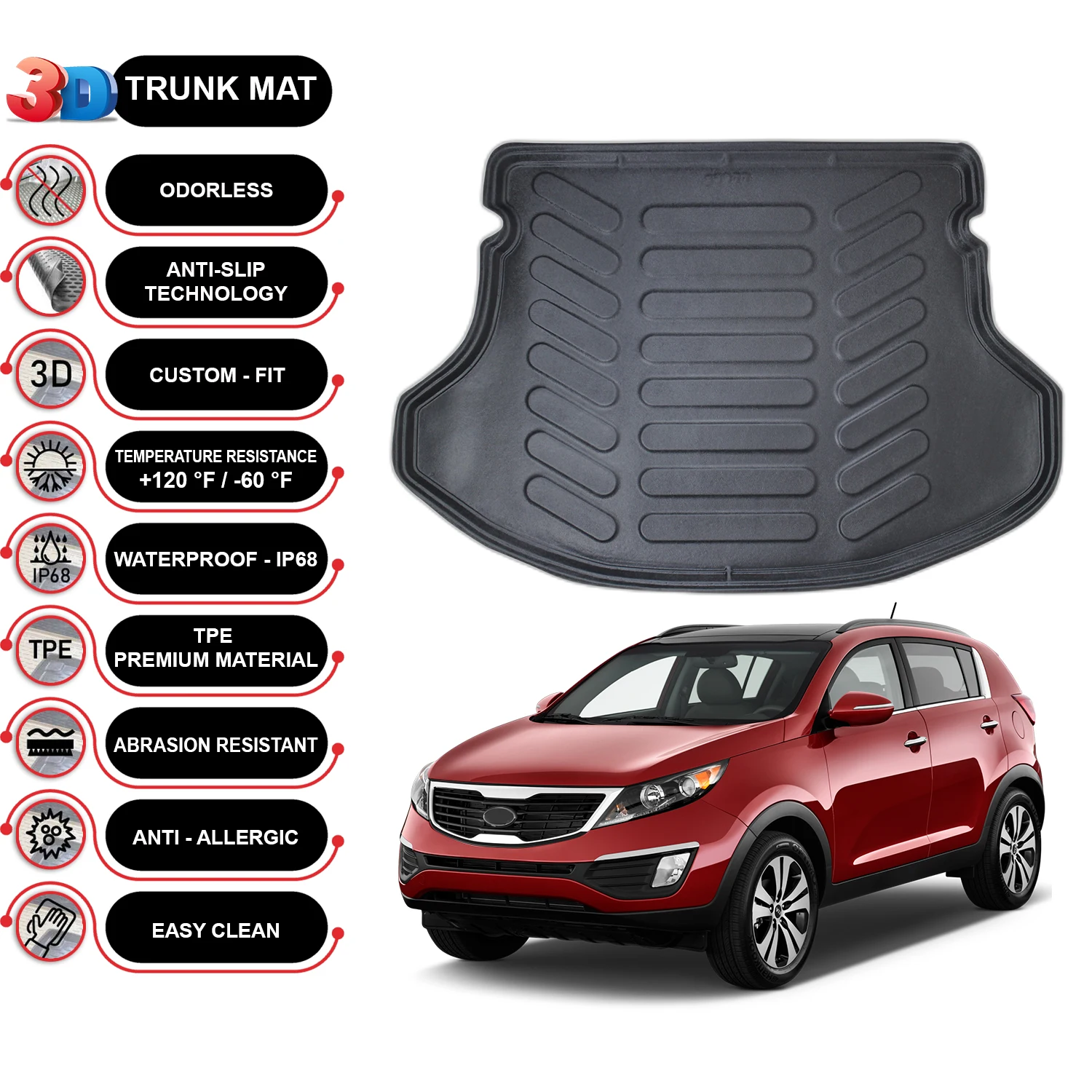 

Kia Sportage 2011-2015 Cargo Liner Rear Trunk Floor Mat