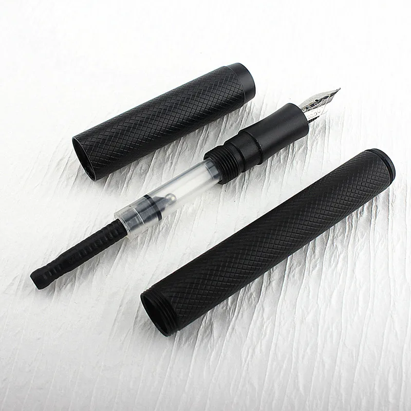 Premium Business Office Mini Short Black Fountain Pen Extra Fine 0.38mm Nib Writing Luxury Pen 6