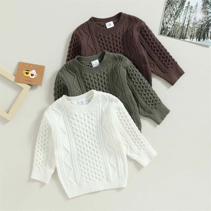 

Warm Winter Sweaater Baby Boys Girls Crew Neck Long Sleeve Print Knitwear Tops Pullovers Children Fashion Casual Clothes
