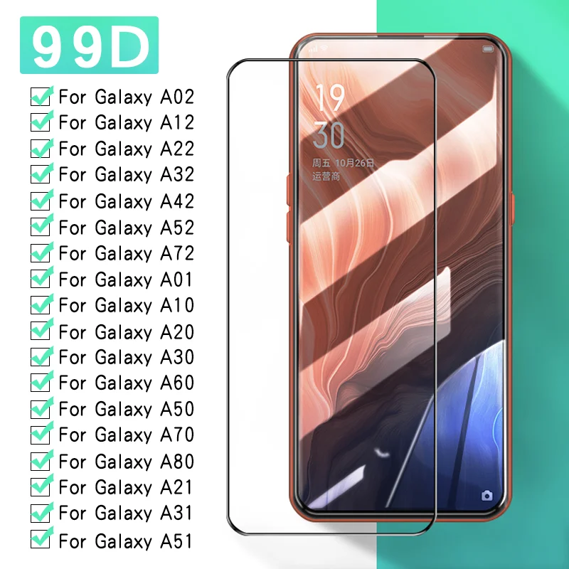 Защитное стекло 99D для Samsung Galaxy A10 A20 A30 A50 A12 A22 A32 A02 S закаленное A52 A72 A01 A21 A31 A51 пленка