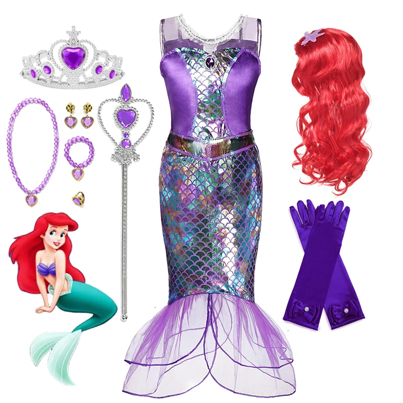 

Disney Little Mermaid Ariel Princess Dresses Baby Girls Kids Mermaid Fancy Cosplay Costume For Carnival Birthday Party Clothings