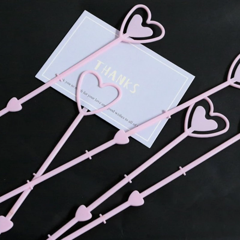 80Pcs Multi-purpose Heart Shaped Plastic Flower Card Holder Message Card Clip Bouquet Arrangement Wedding Party Decoration