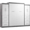 Nebula Queen Murphy Bed with 2 Wardrobes (115W) in Bark Gray, Sleeping Arrangement and Closet Organizers for Multipurpose 1