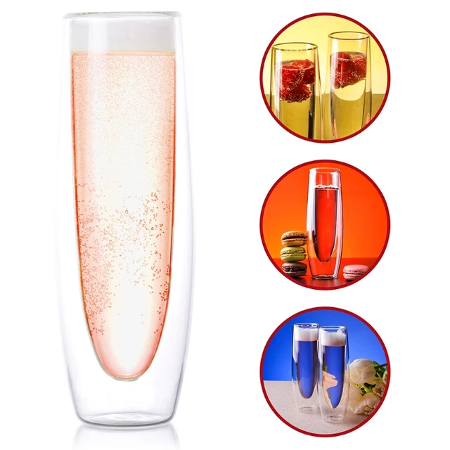 Champagne Glass Double Wall Glasses  Double Wall Champagne Flute - Champagne  Glass - Aliexpress