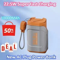 New PD22.5W 10000MAh New AC Plug Power Bank Portable with Its Own Cable Compact Portable Creative Mobile Power Supply 1