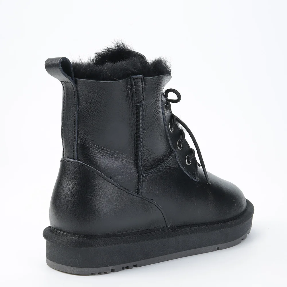 Real Sheepskin Leather Natural Sheep Wool Fur Lined Casual Ankle Winter Snow Boots For Women Warm Shoes Waterproof women snow boots