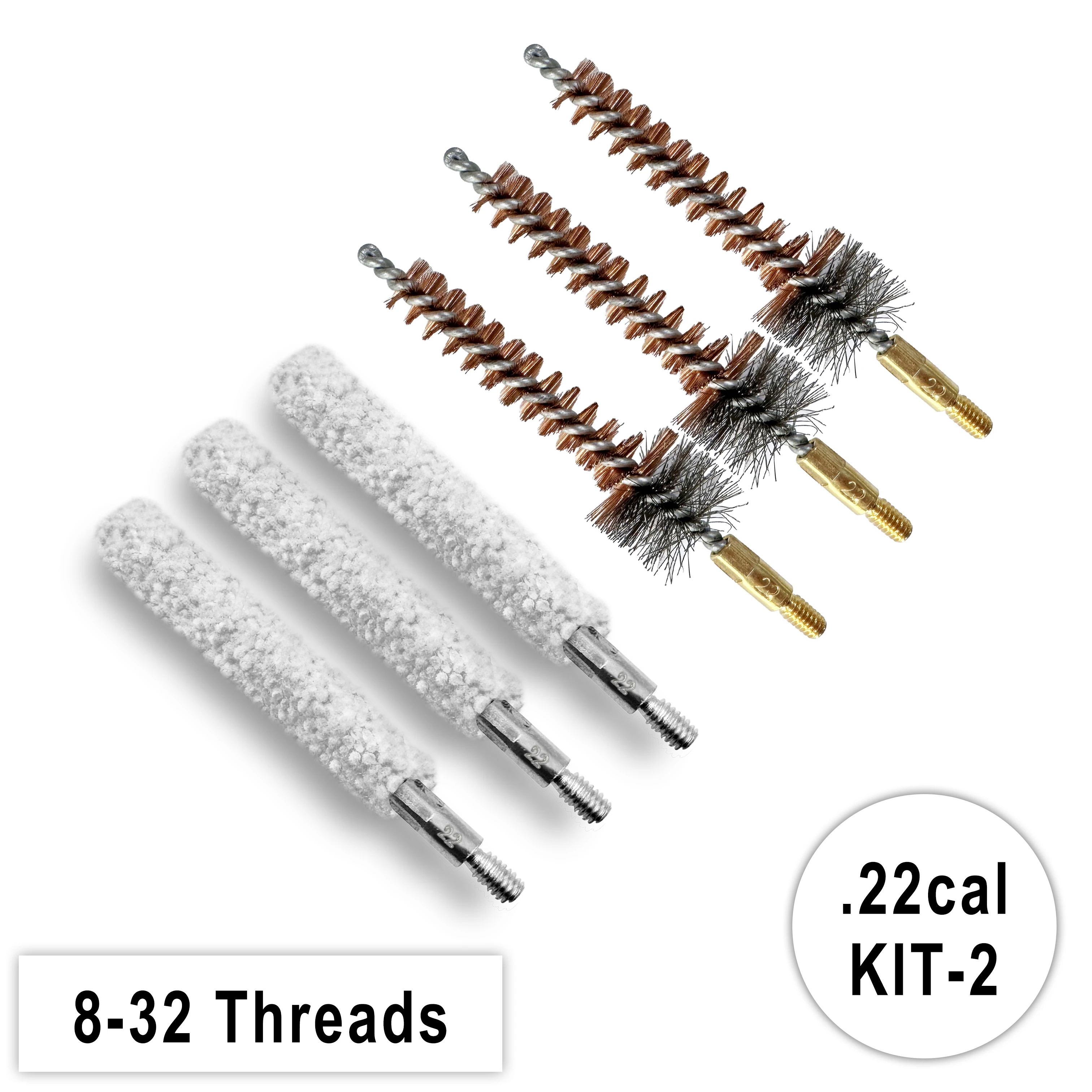 Gun Cleaning Bore Bronze Mop Brush Set 12GA .22 .223 etc for Shotgun Pistol