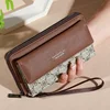 1pc Classic Men's Faux Leather Wallet, Double Layer with Snap Closure, Zippered Card Holder & Photo Compartment, Color blocking 2