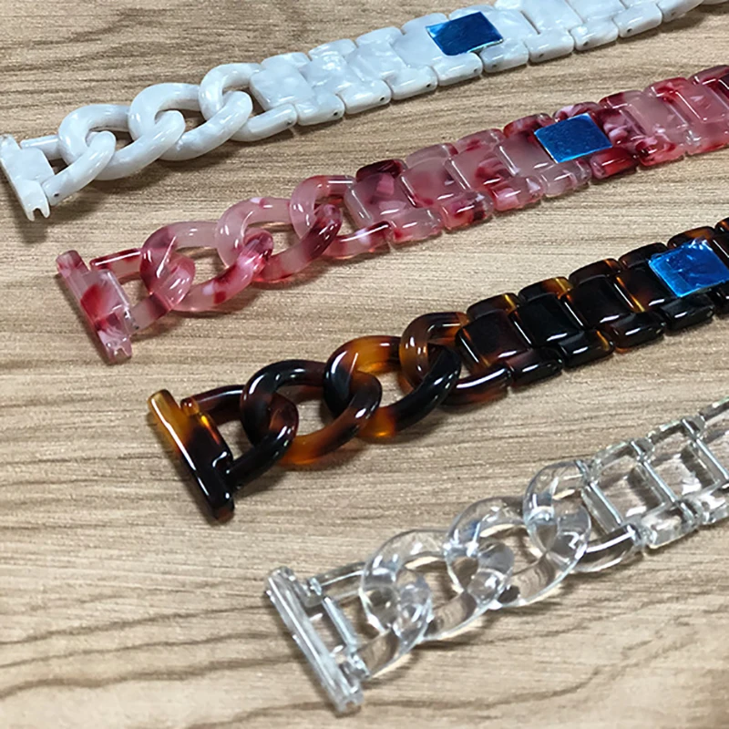 

22mm Resin Strap for Samsung Galaxy Watch3/Gear S2/S3 Denim Chain Watch Band Replacement Bracelet for Huawei Jewelry Buckle