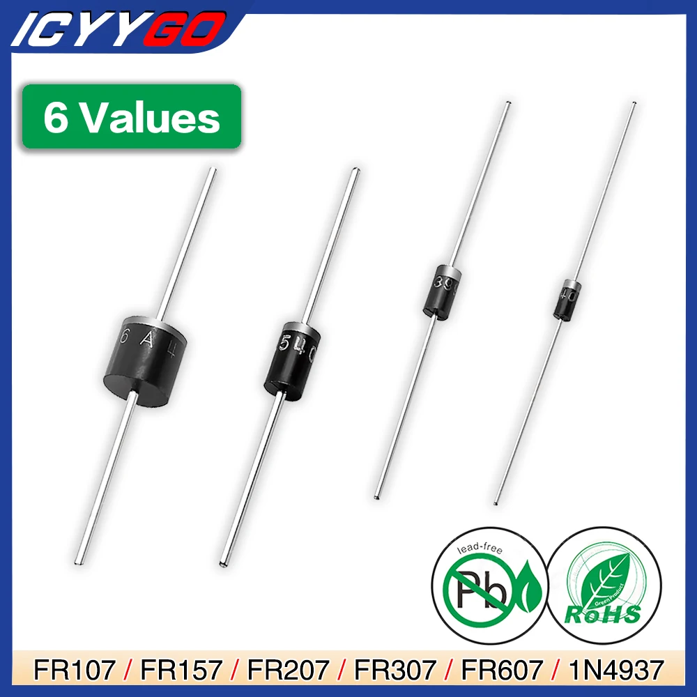 1N4937 Fr607 Fr307 Fr207 Fr157 Fr107 Raddrizzatore A Diodi A Recupero Rapido Do-41 Do-15 Do-201Ad Do-27 R-6 1A 1.5A 2A 3A 6A 600V 1000V