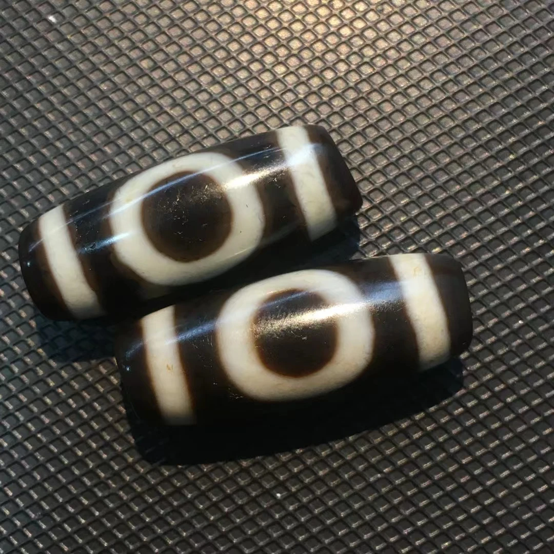 

Bijoux charms abalorios jewelry making Tibet natural agate dzi a pair heaven earth dzi ethnic /double tiger tooth pattern/ dzi