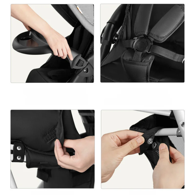 Luxury Double Stroller Folding Portable Twin Baby Stroller Lying Seating Shock Absorption Newborn Double Seat