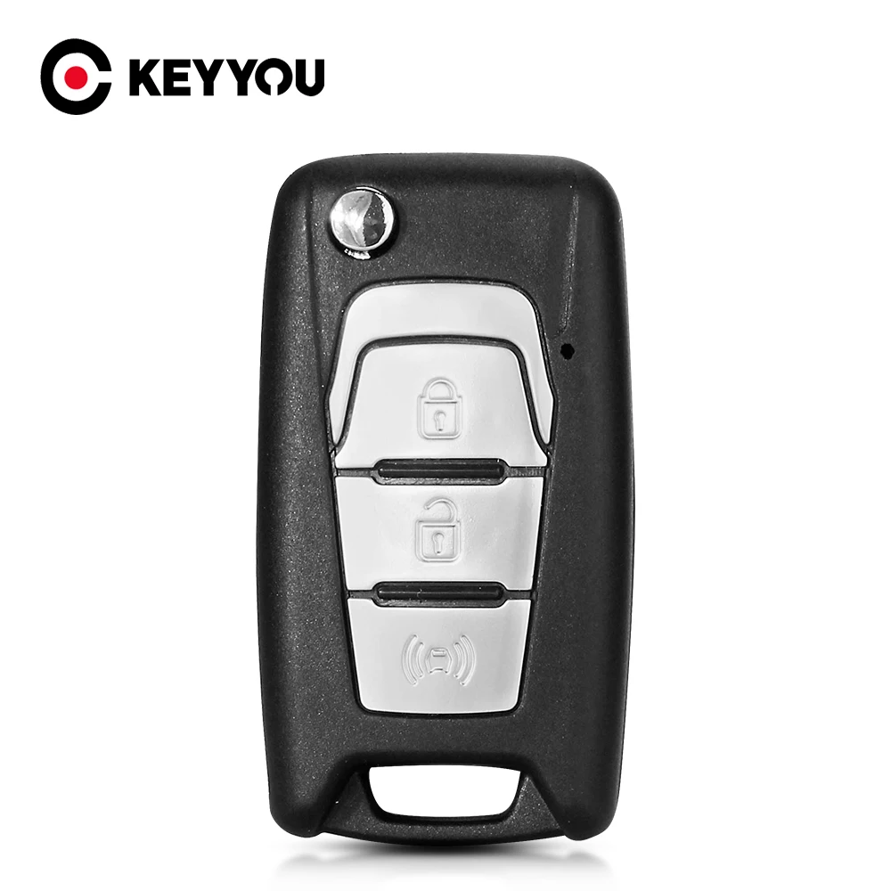 

KEYYOU New 3 Buttons Car Key Shell Case Flip Remote Key Shell Switchblade Key Shell For Ssangyong Korando New Actyon C200