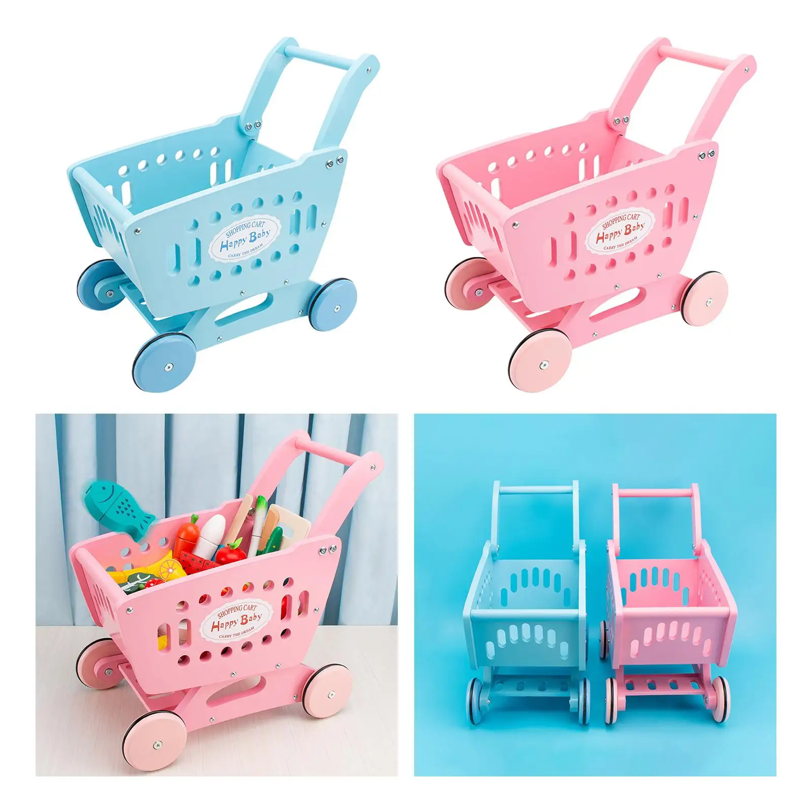 Kids Shopping Cart Toy Storage Toy Educational Toy Realistic Supermarket Cart Toy for Toddler Girls and Boys Baby Birthday Gift