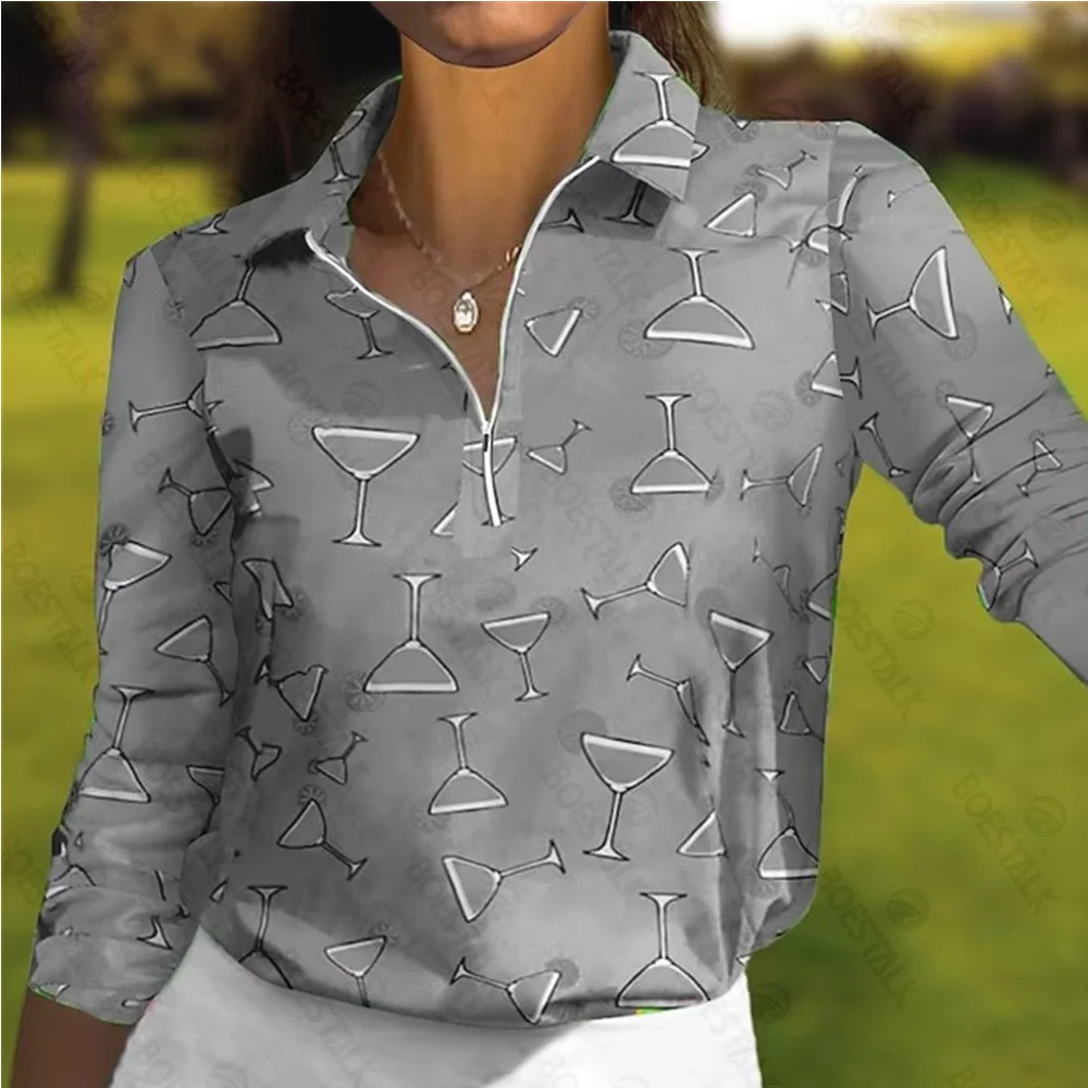 Ladies Polo long sleeve T-shirt breathable golf jersey quick drying outdoor sports and leisure, high quality, autumn and winter.