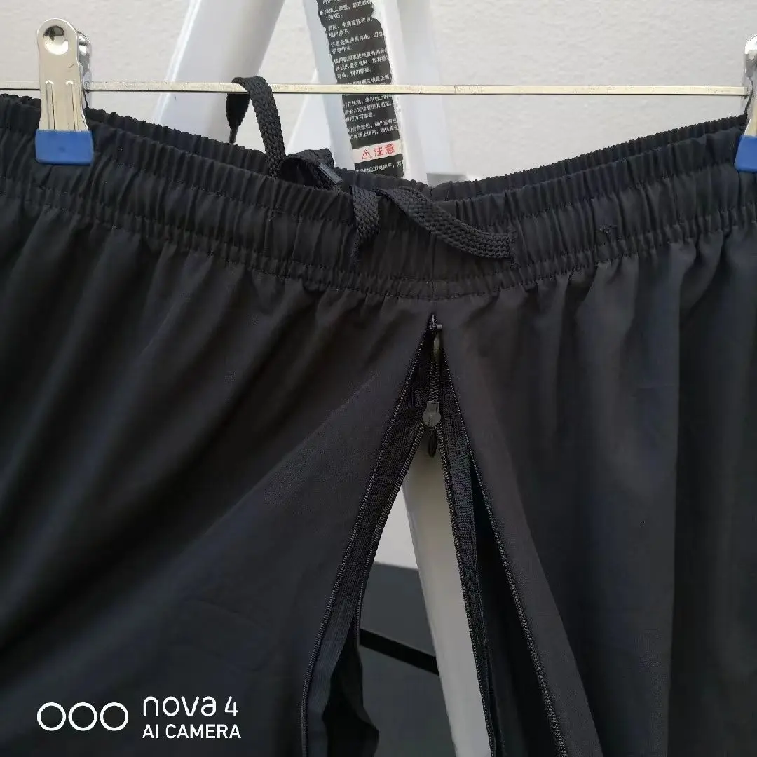 45-220kg Man Sexy Open Crotch Pants Hidden Zippers Casual Cropped Shorts Thin Crotchless Sweatpants Erotic Beach Clubwear 4