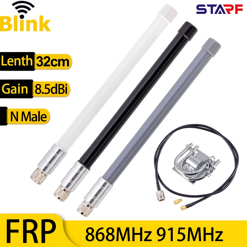 Antenna Esterna LoRa 868/915 MHz 8dBi 55cm Per Miner Helium Hotspot - Con 3 Fascette In Acciaio - RP N-Jack - Amplificatore Segnale Per Router Elio, RAK, Lorawan Gateway E HNT